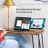 SideTrak Swivel 14" Attachable Portable Monitor Extender, FHD TFT Laptop Dual Screen with Kickstand + Unique Swivel Hinge