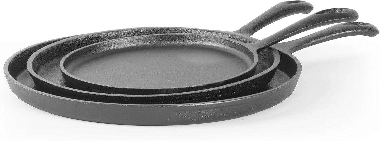 COMMERCIAL CHEF Preseasoned Cast Iron Round Griddle Pan