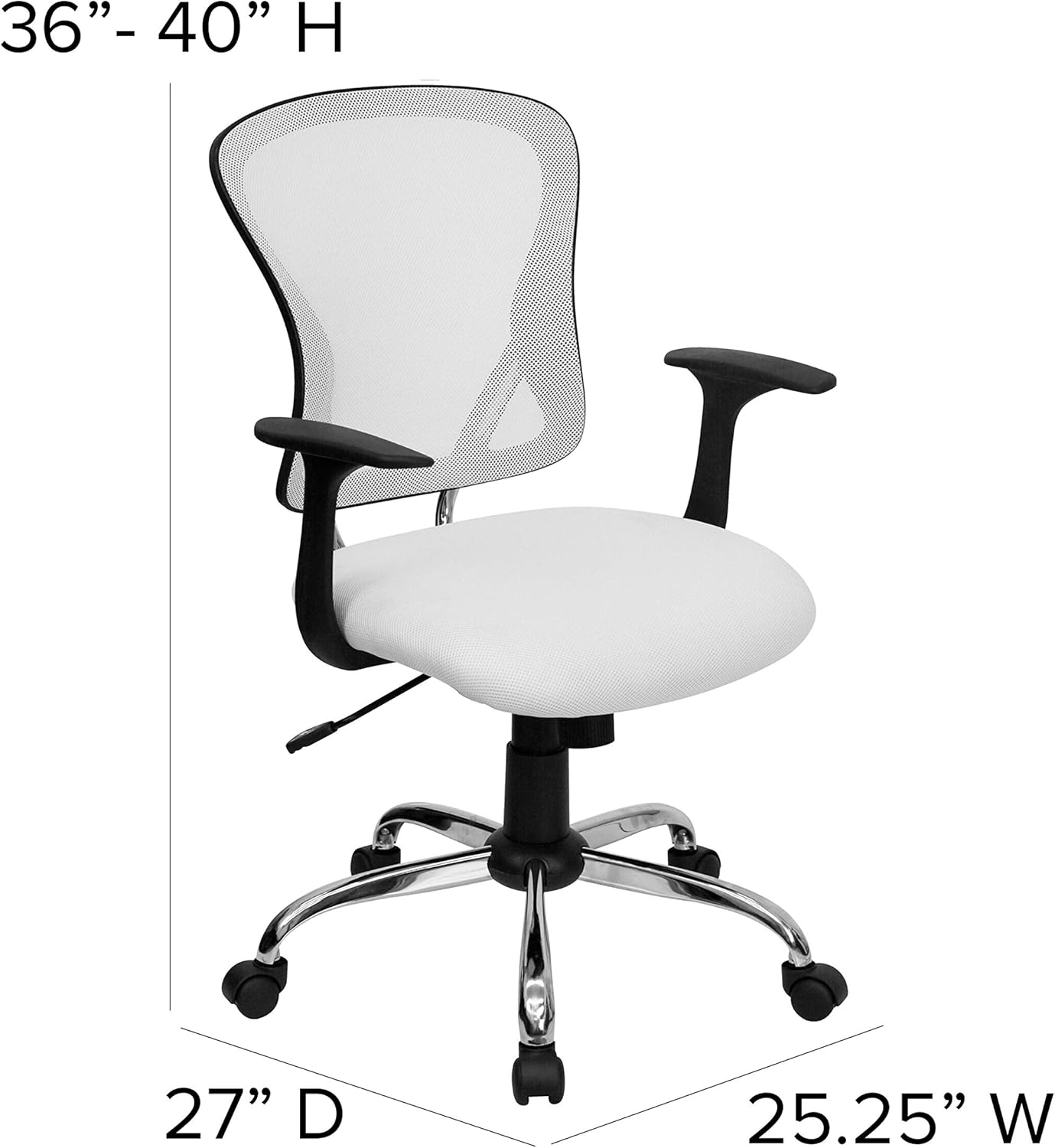FLASH FURNITURE Alfred Mid-Back Mesh Swivel Task Office Chair with Chrome Base and Arms