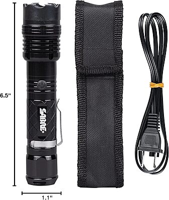 SABRE 2-in-1 Tactical Stun Gun with LED Flashlight, Self Defense Stun Gun with 2.517 µC Charge Produces Intolerable Pain