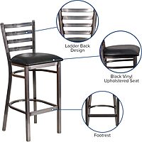 Flash Furniture HERCULES Series Clear Coated Ladder Back Metal Restaurant Barstool