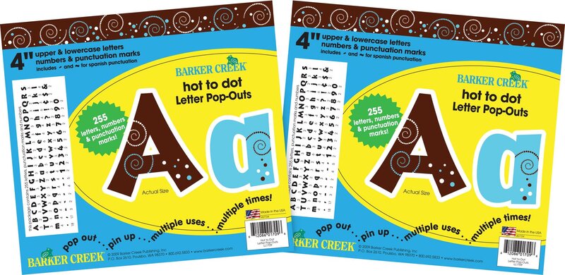 Barker Creek 4" Letter Pop-Outs 2-Pack, Hot to Dot, Jazz Up Your Bulletin Boards with These Colorful Letters, 510 Upper and Lowercase Letters, Numbers & Punctuation Marks, 4" (3633)