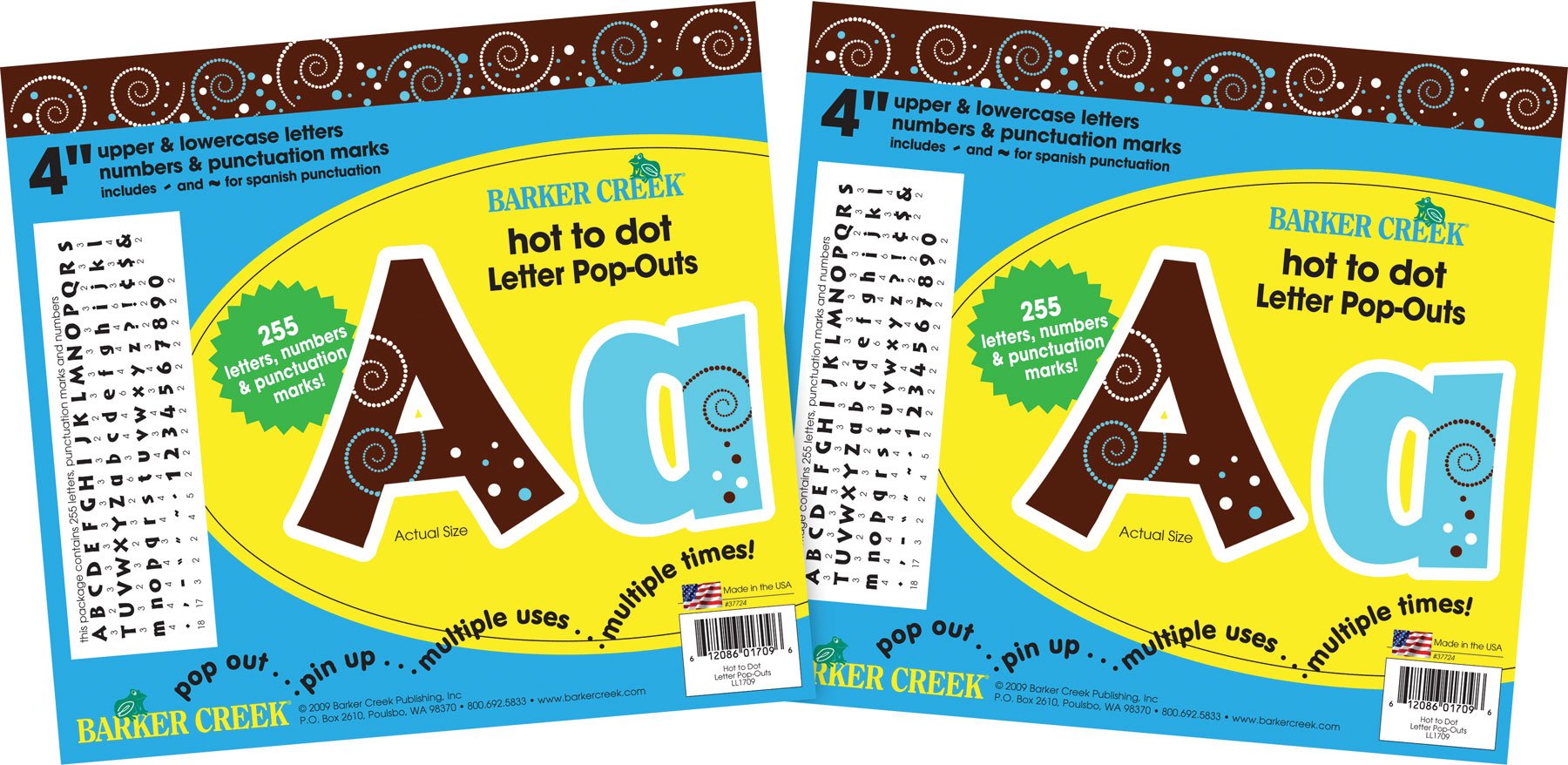 Barker Creek 4" Letter Pop-Outs 2-Pack, Hot to Dot, Jazz Up Your Bulletin Boards with These Colorful Letters