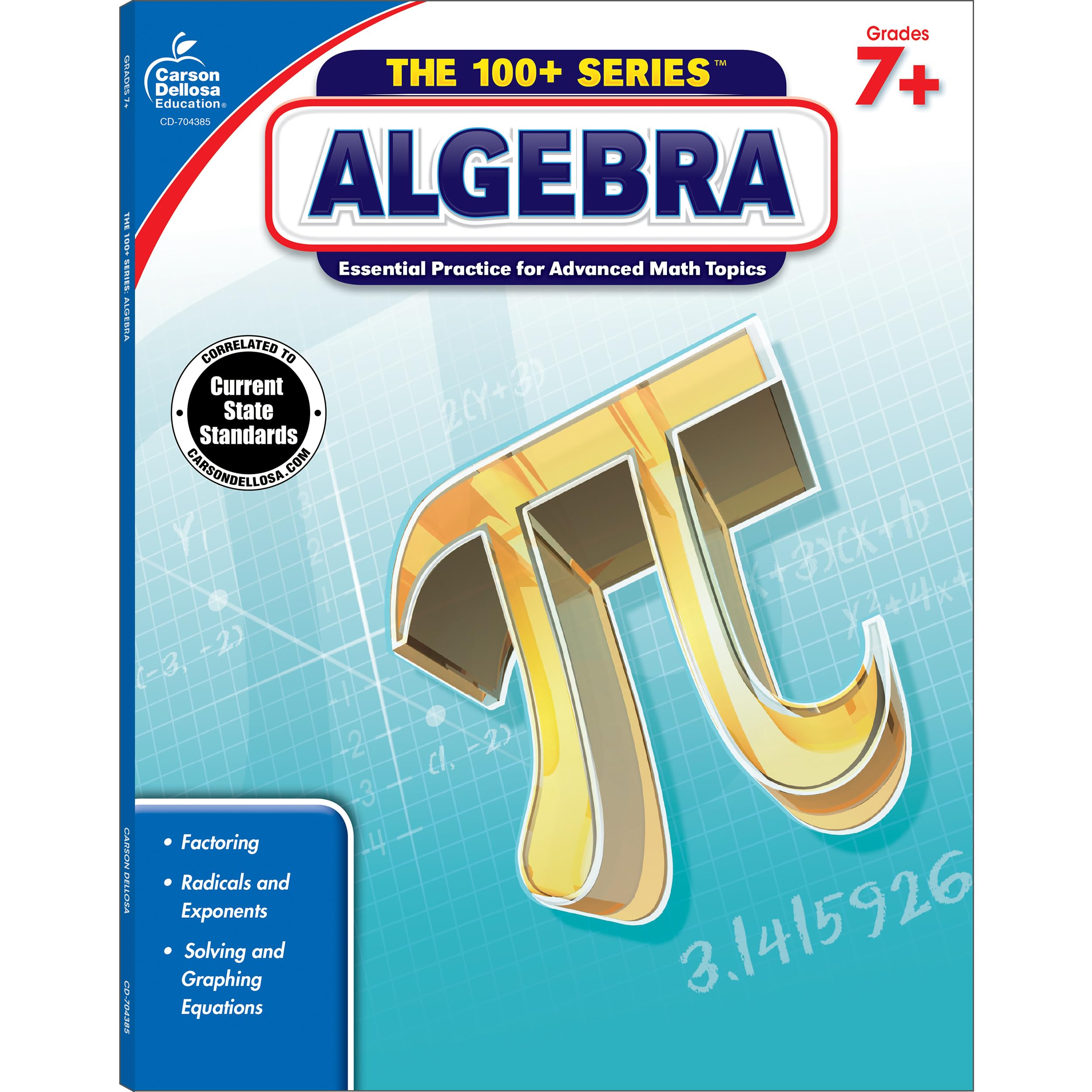 Carson Dellosa The 100 Series Algebra Workbook, Math Book for Grades 7 and Up Covering Fractions, Ratio