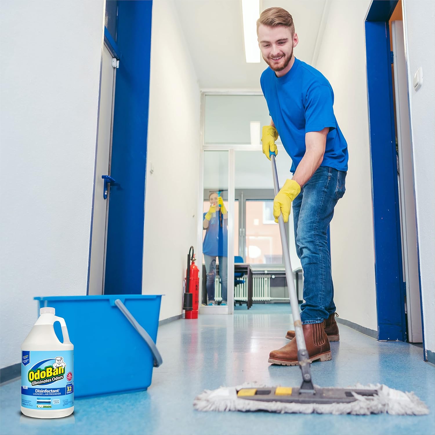 OdoBan Disinfectant Concentrate and Odor Eliminator, 1 Gallon, Fresh Linen Scent 128 Fl Oz (Pack of 1)