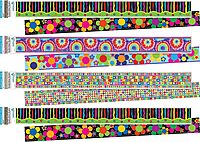 Barker Creek Double-Sided Trim Set of 4, Just Groovy, Mixed-Design, 140 feet of Double-Sided Trim - 35' Each of Four Designs