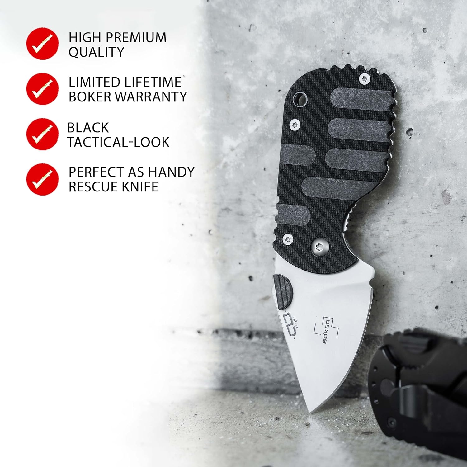 Böker Plus Subcom 2.0 Black - knife with Zytel handle scales - with D2 blade - with clip