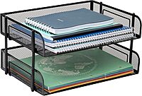 MIND READER Stackable Paper Tray Desktop Organizer, Metal Mesh