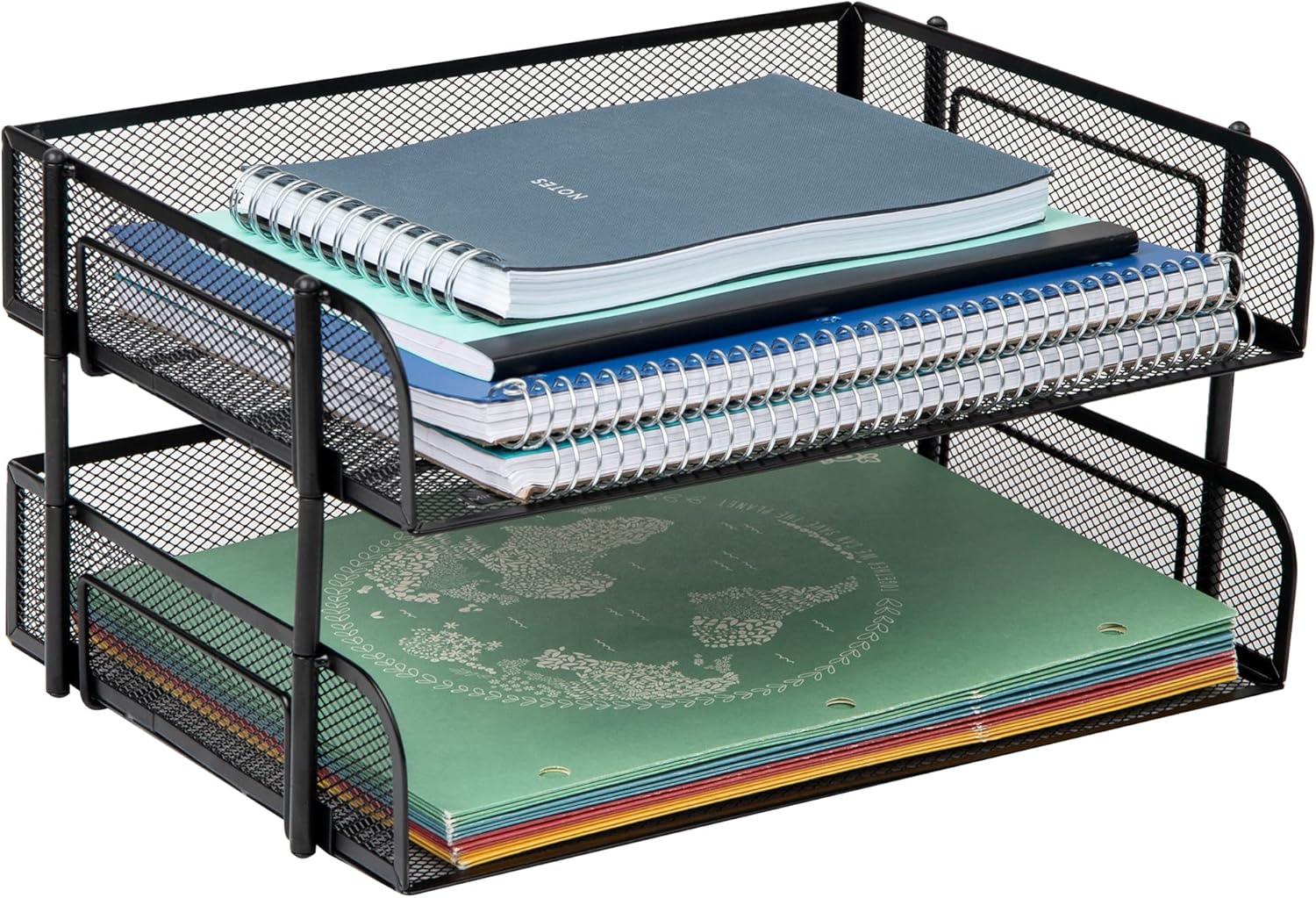 MIND READER Stackable Paper Tray Desktop Organizer, Metal Mesh