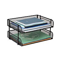 MIND READER Stackable Paper Tray Desktop Organizer, Metal Mesh