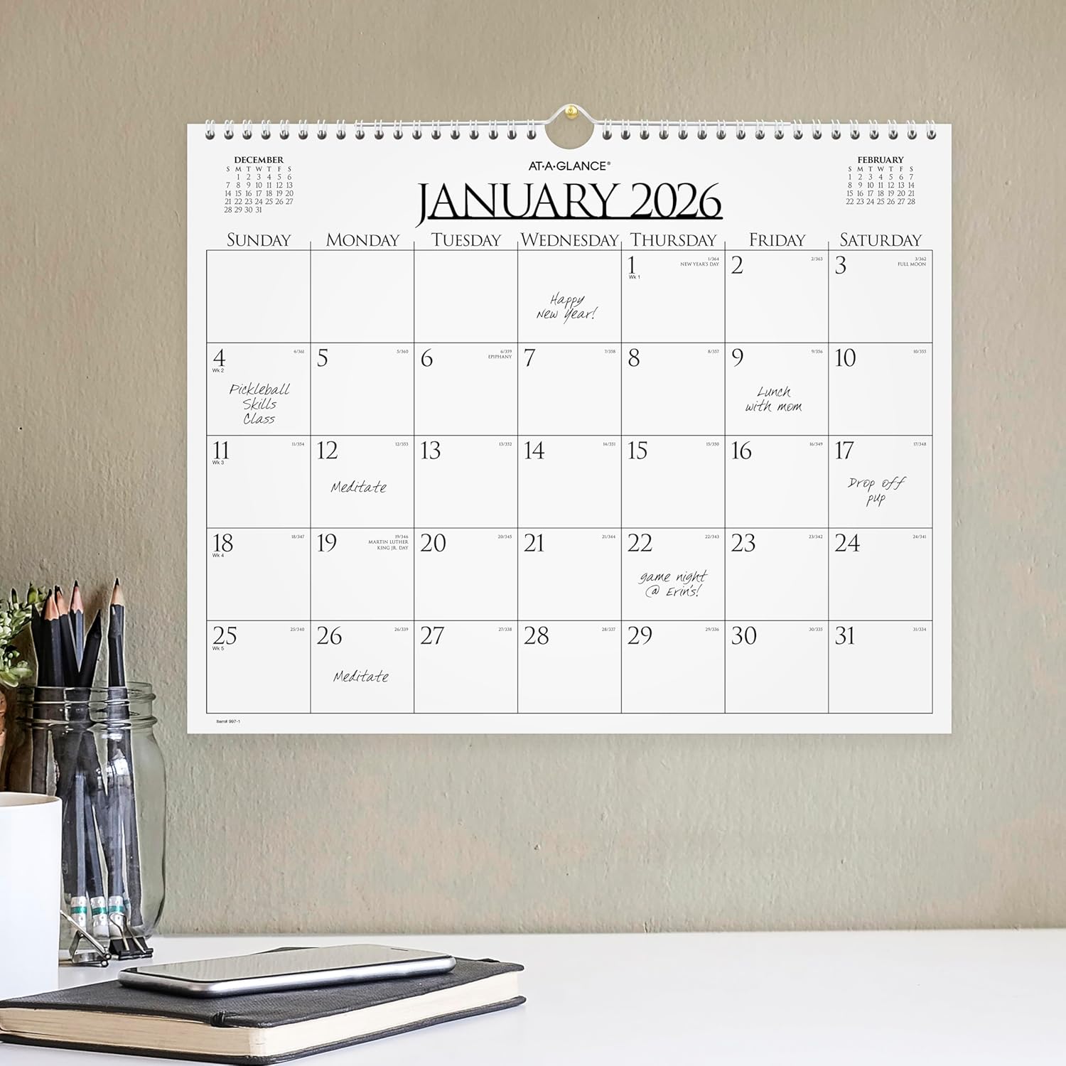 AT-A-GLANCE 2026 Wall Calendar, Monthly, 15" x 12", Medium, Business (997-1-26) 2026 New Edition