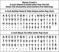 Barker Creek Letter Pop-Out Set of 2, 4" Stripes & Solids, Mixed-Design, 255 Upper and Lowercase Letters, Numbers & Punctuation Marks in Each of 2 Designs, 510 Characters Total (4141)