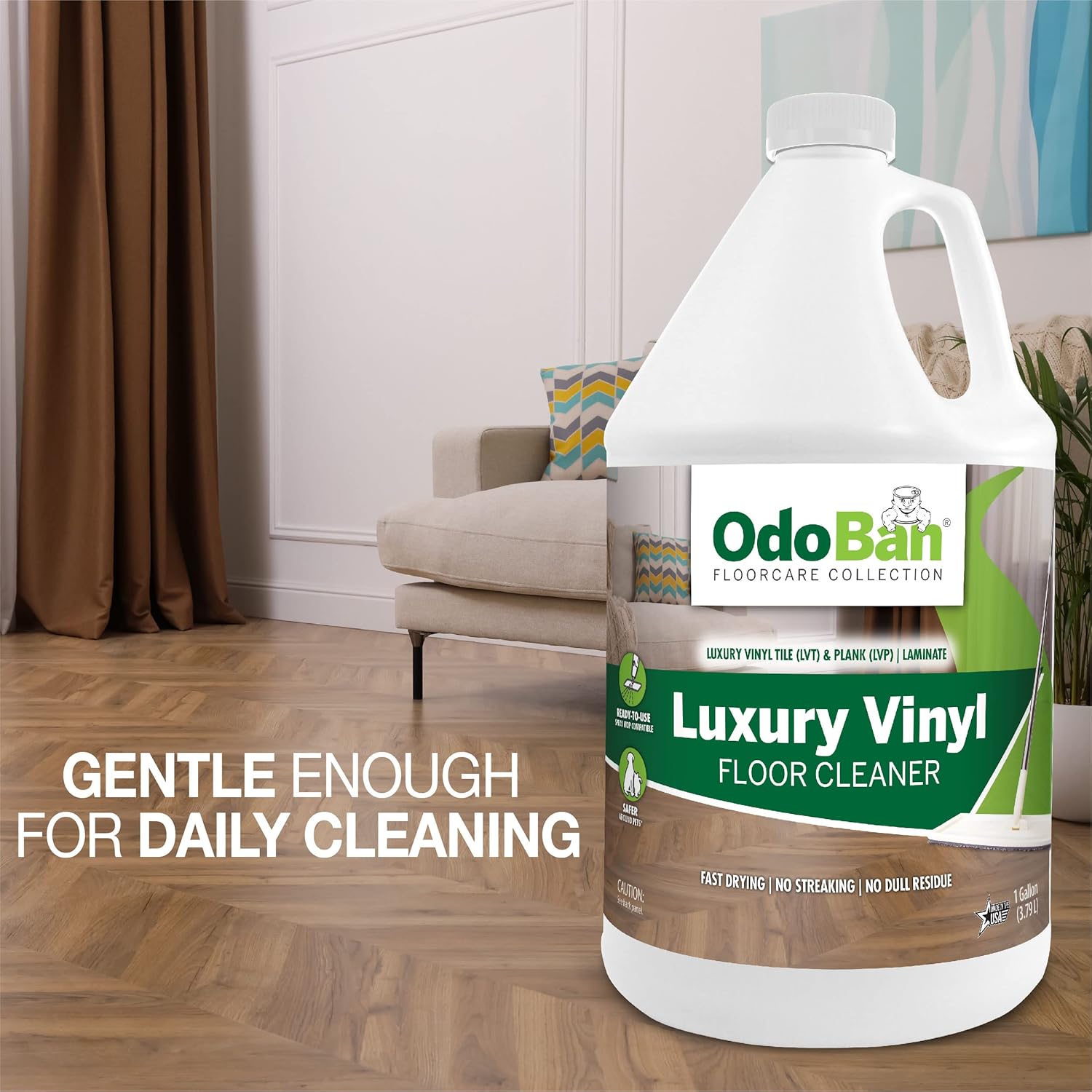 OdoBan Ready-to-Use Luxury Vinyl Floor Cleaner, Streak Free and Neutral PH Formula, 1 Gallon, Scentless 128 Fl Oz (Pack of 1)