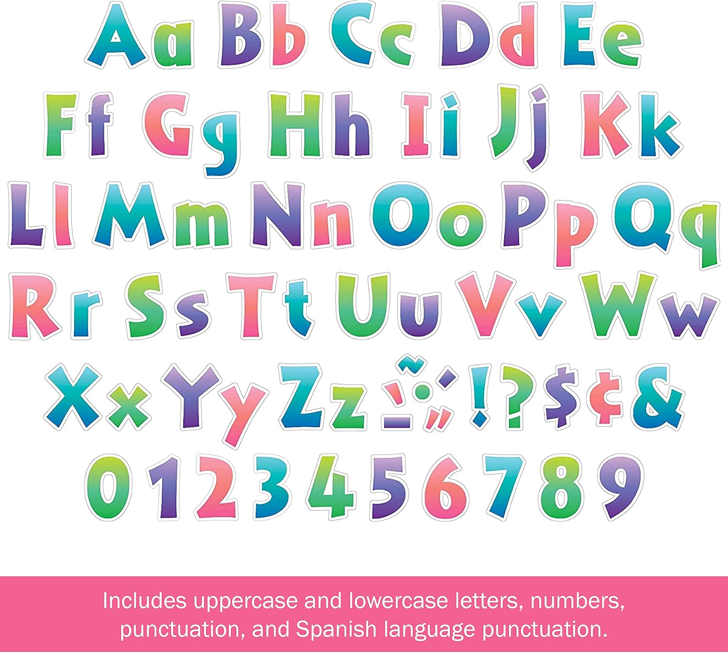Barker Creek Letter Pop-Outs, 4" Multicolor Die-Cut Letters, 255 Characters