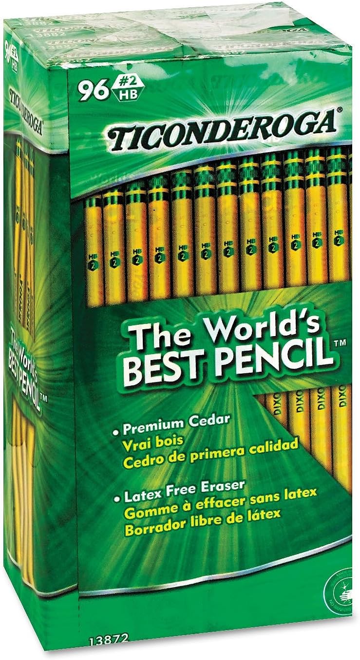 Ticonderoga Woodcase Pencils, #2 (HB), Yellow — 96-Count