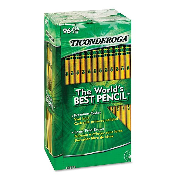 Ticonderoga Woodcase Pencils, #2 (HB), Yellow — 96-Count