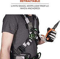 Ergodyne Squids 3002 Retractable Tool Lanyard with Locking Carabiner, Straps to Attach to Belt or Harness, Gray, Standard