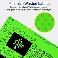 AVERY Printable Rectangle Labels, Sure Feed Technology, 3-1/4" x 8-3/8", Neon Green, Laser/Inkjet Printable