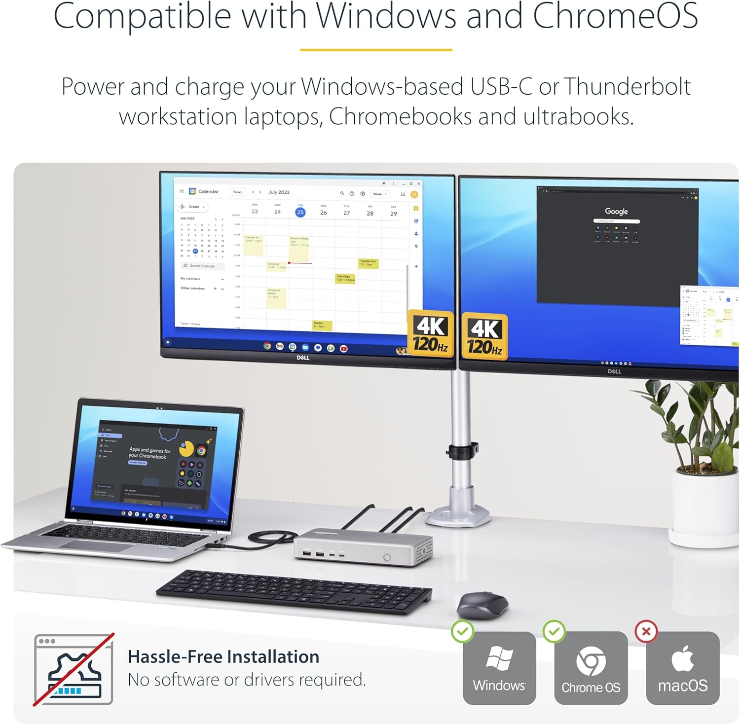 StarTech.com USB-C Docking Station (10-in-1, USB4), Up to 100W Charging for Laptop, 40Gbps Data Transfer, 2.5Gb Ethernet