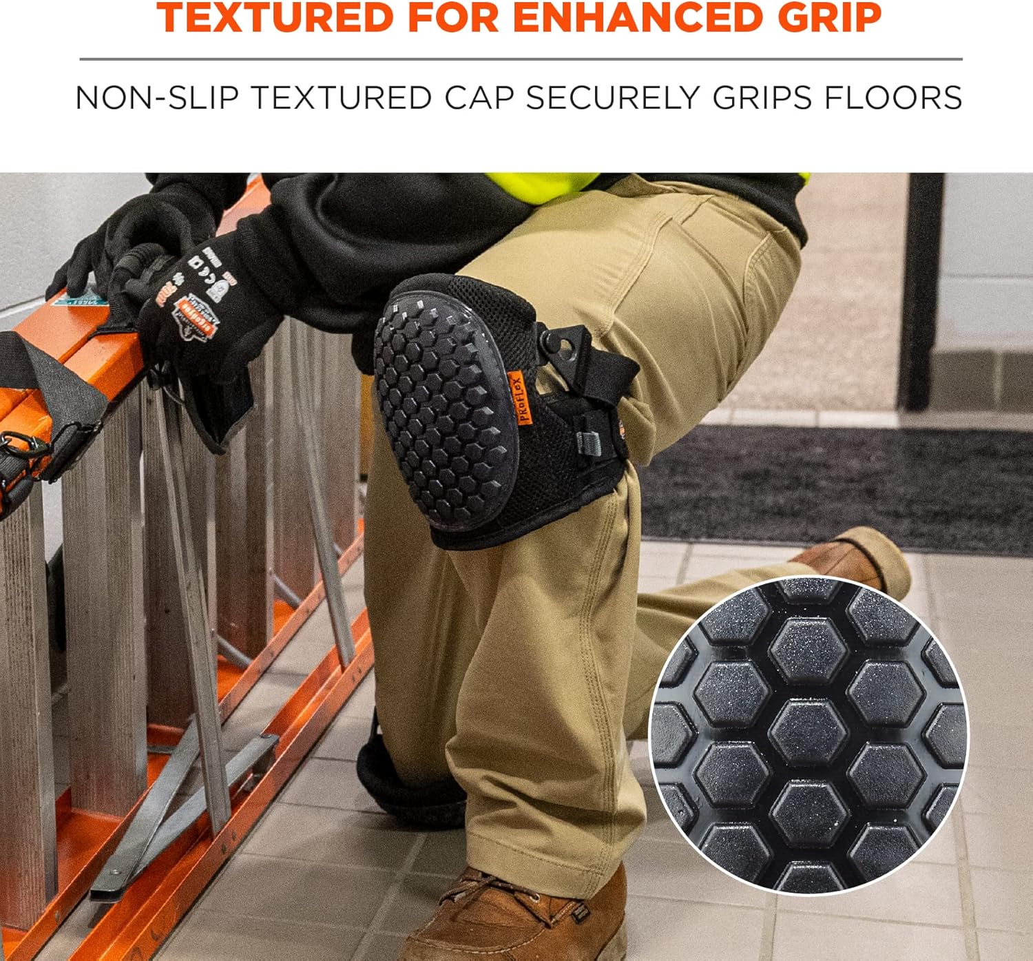 Ergodyne ProFlex 367 Professional Knee Pads, Protective Round Cap, Lightweight Gel Padded Technology, Adjustable Straps