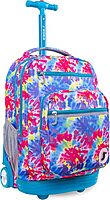 J World New York Sundance Rolling Backpack Girl Boy Roller Bookbag, Tie Dye, 20 Inch