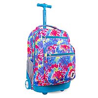 J World New York Sundance Rolling Backpack Girl Boy Roller Bookbag, Tie Dye, 20 Inch