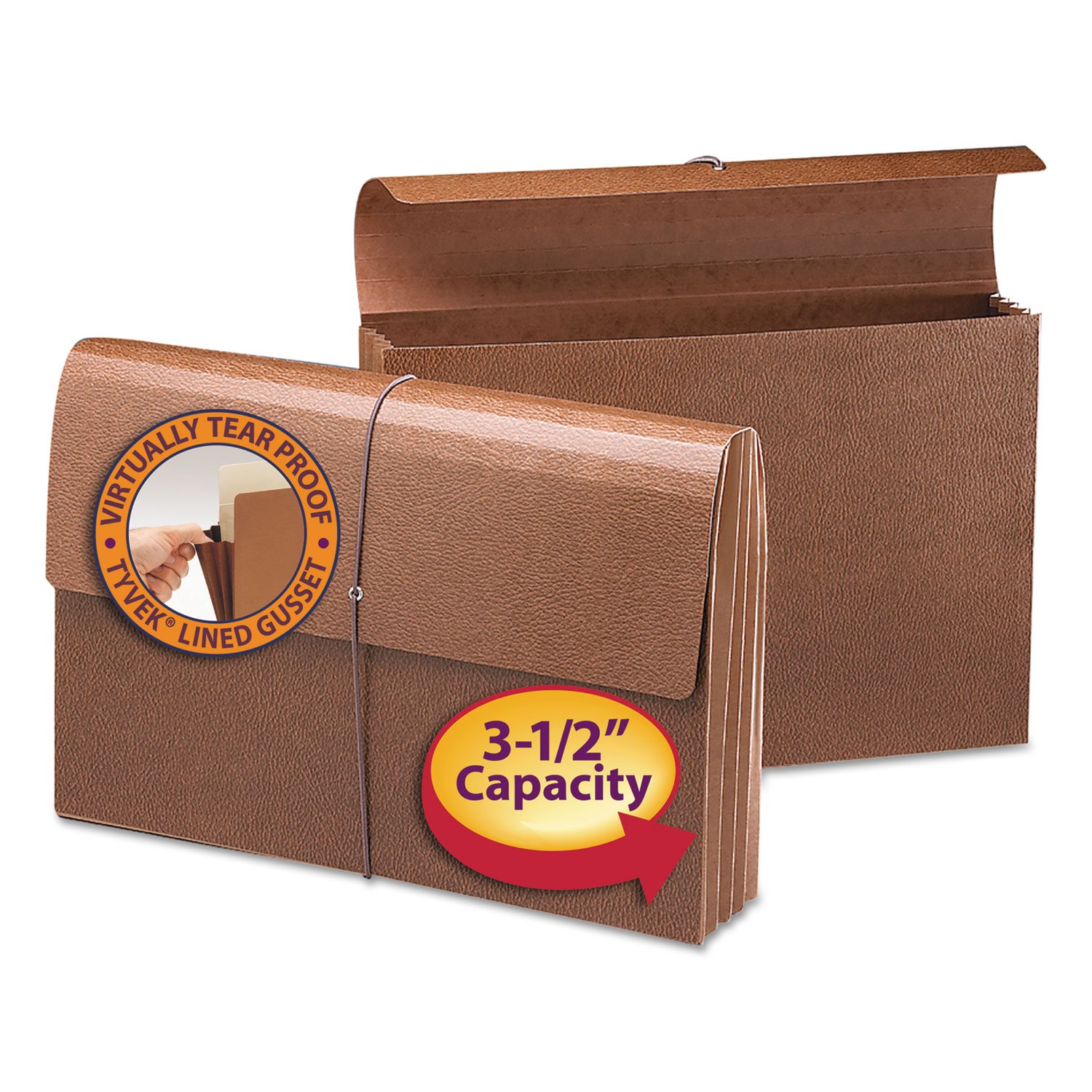 Smead Leather-Like Expanding Wallet, Legal Size, 30% Recycled, Brown