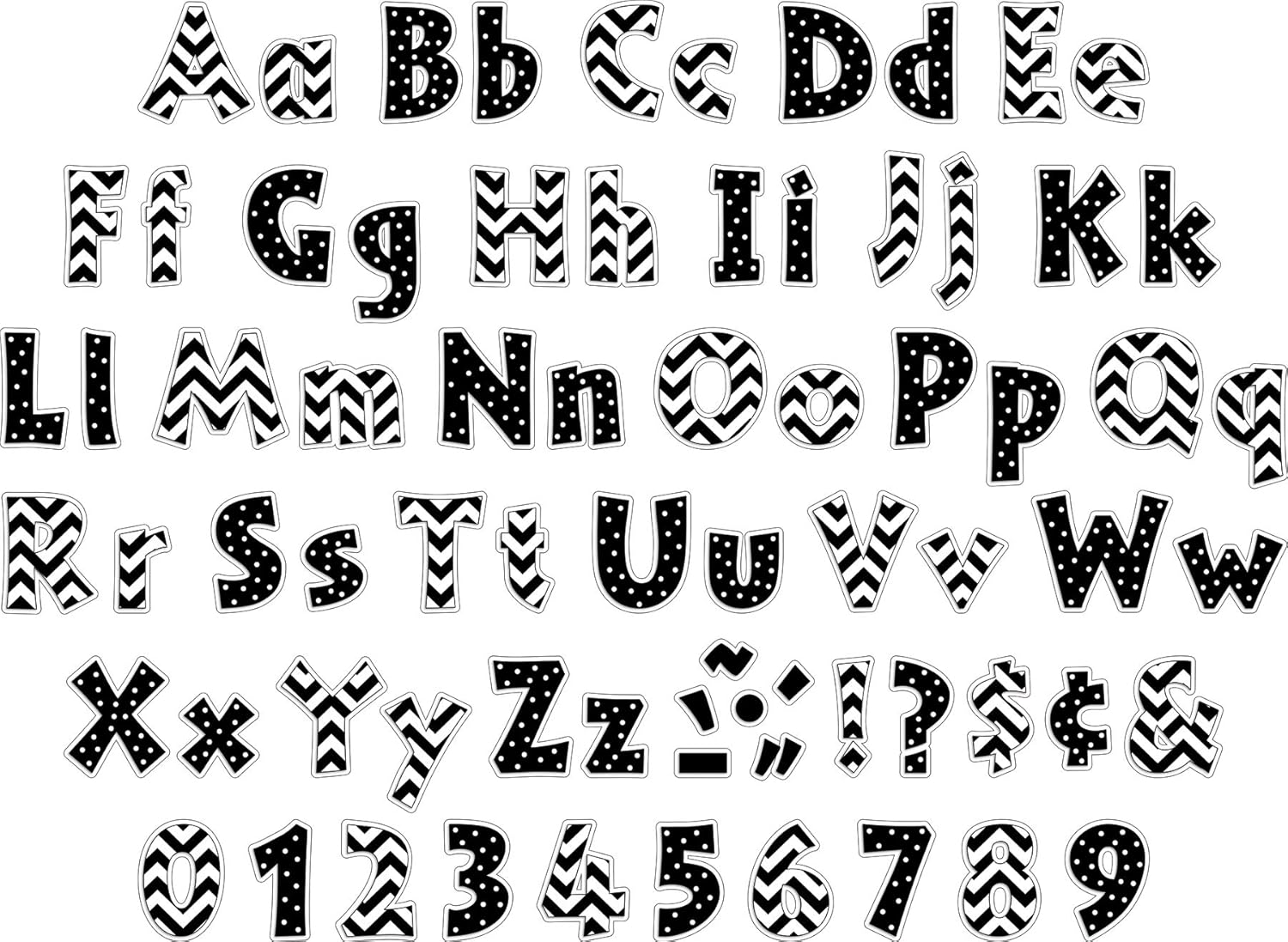 Barker Creek 4" Letter Pop-Outs 2-Pack, Black Chevron & Dots, Jazz Up Your Bulletin Boards with These Colorful Letters