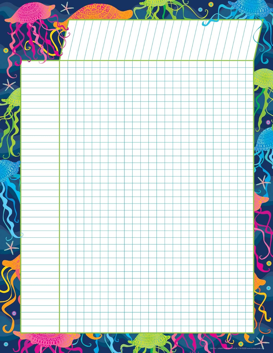 Barker Creek Kai Ola Incentive Chart Set of 4, Four Coordinating Incentive Charts in Colorful Tropical Sea Life Designs