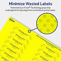 Avery Printable Rectangle Labels, Sure Feed Technology, 5/8" x 3", Neon Yellow, Laser/Inkjet Printable