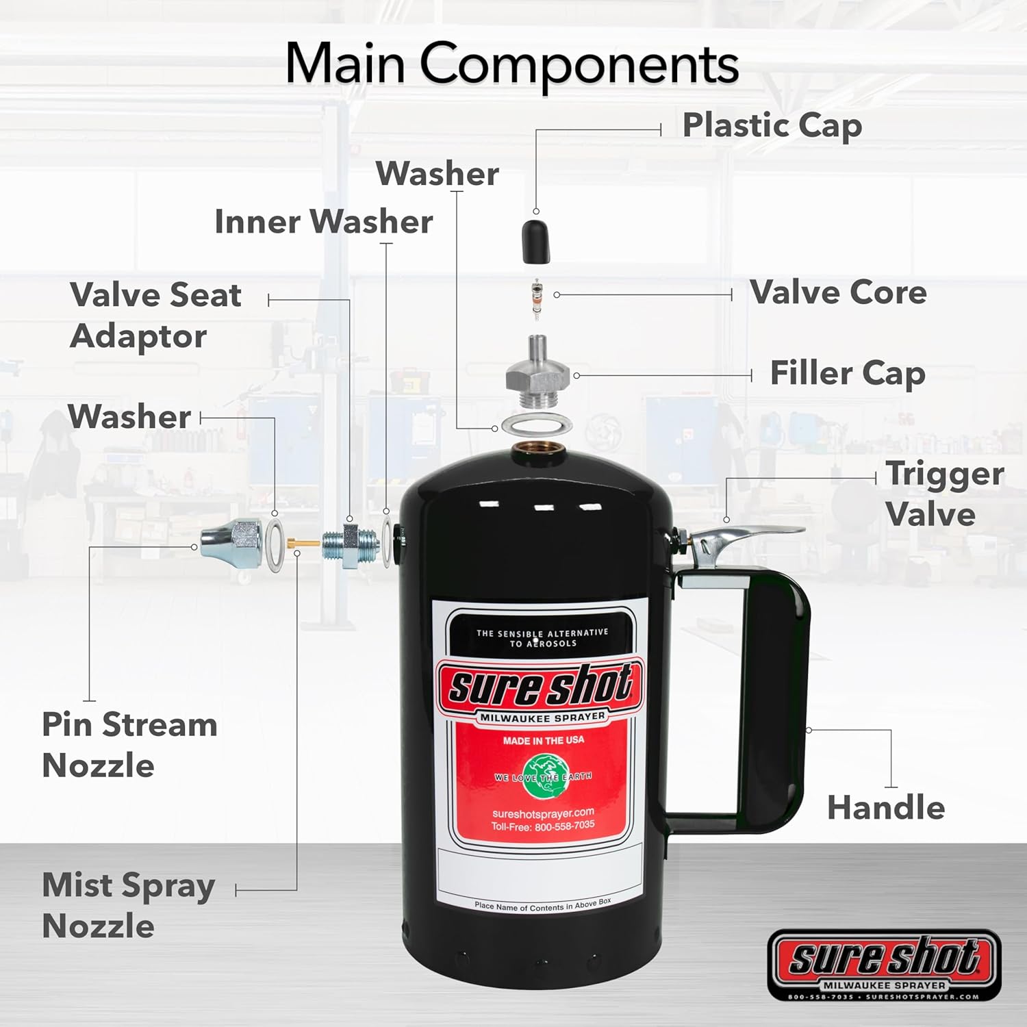 SURE SHOT A1000B 1-Quart Non Aerosol Sprayer - Refillable Pressurized Sprayer