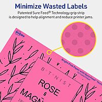 Avery Printable Rectangle Labels, Sure Feed Technology, 4-3/4" x 7-3/4", Bright Pink Labels, Print-to-The-Edge
