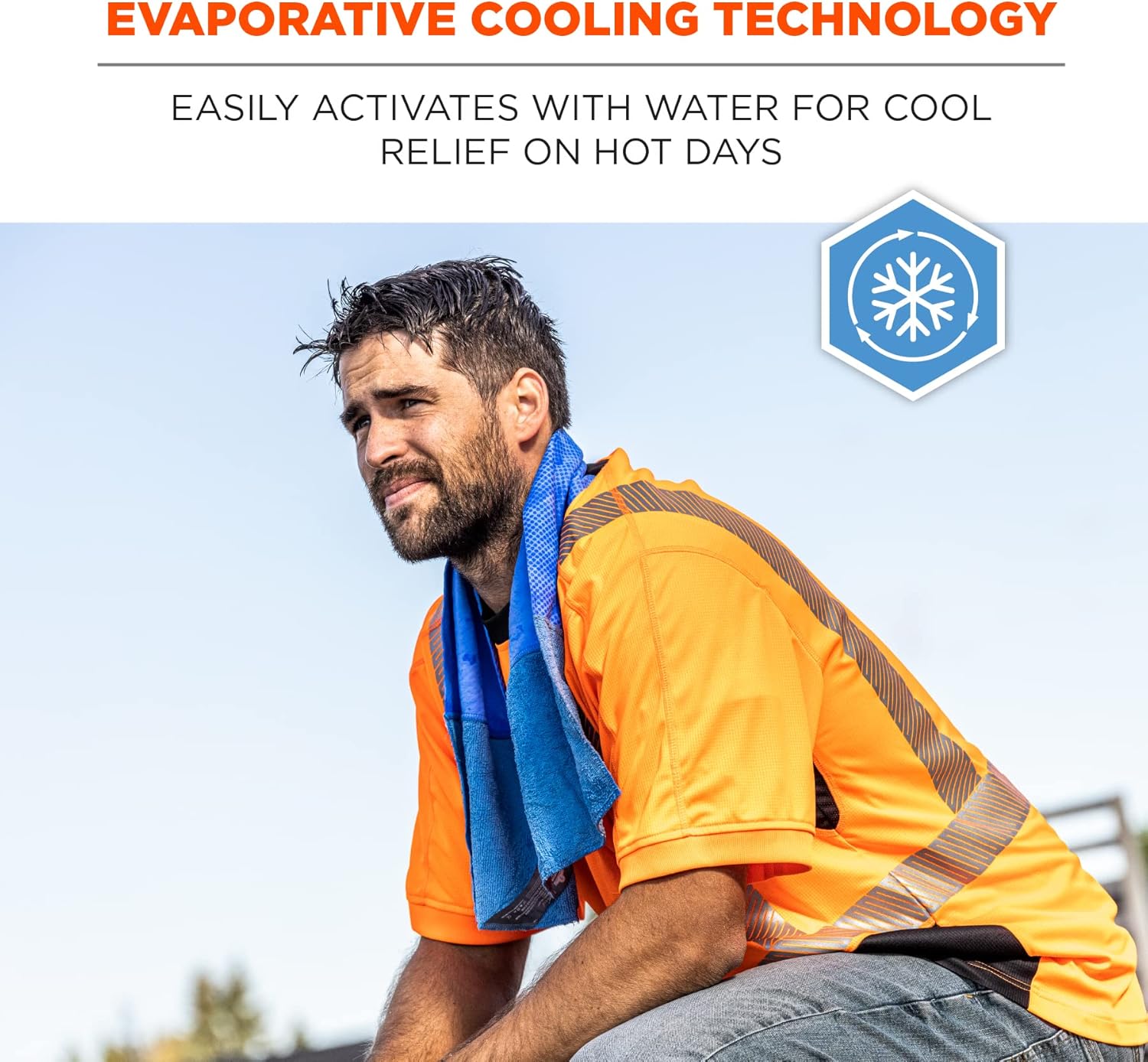 Ergodyne Chill Its 6604 Cooling Towel, Long Lasting Cooling Relief, Microfiber Cleaning Cloth Ends 35.00" x 8.00"