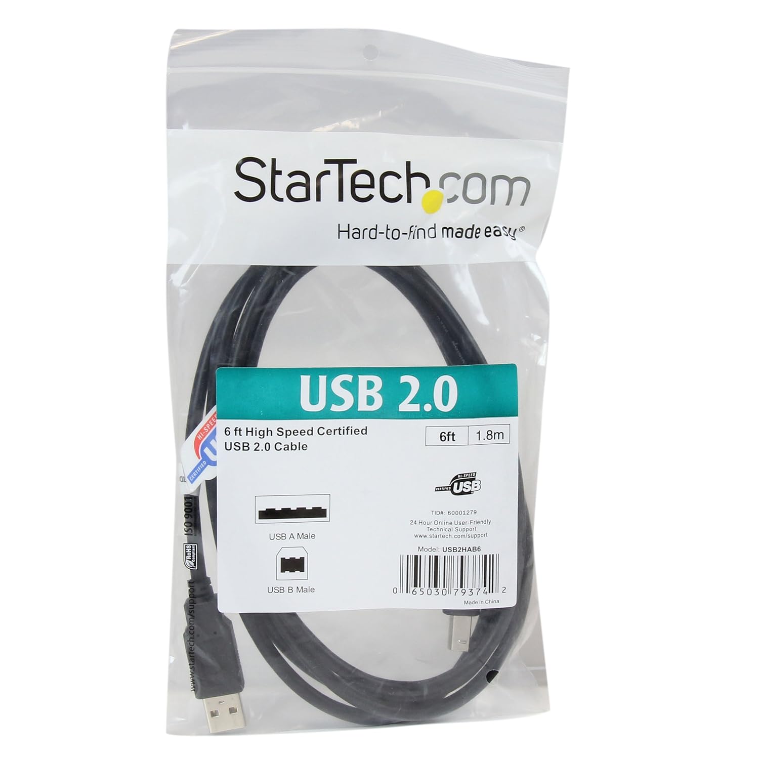 StarTech.com USB 2.0 A-to-B Cable (Male-to-Male)