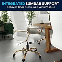 Flash Furniture Whitney Swivel LeatherSoft Desk Chair with Padded Seat and Armrests