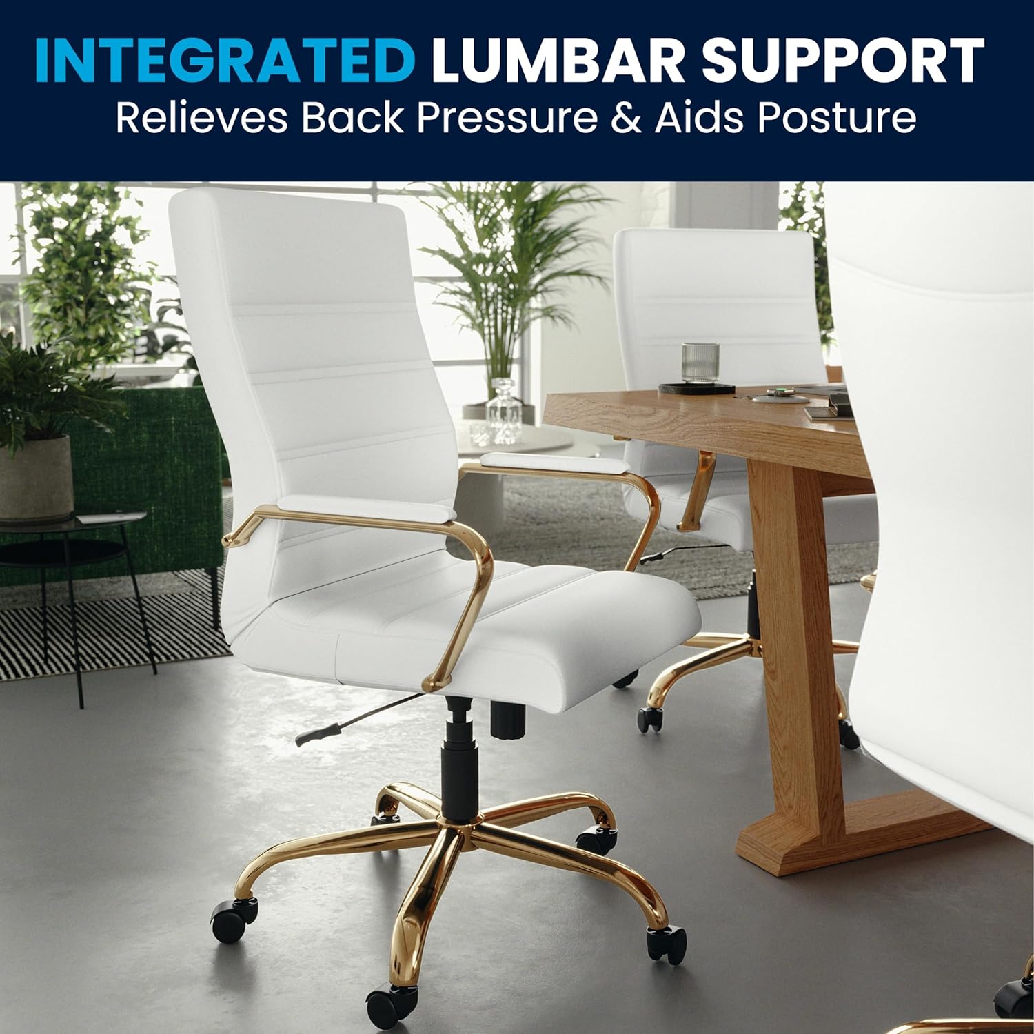 Flash Furniture Whitney Swivel LeatherSoft Desk Chair with Padded Seat and Armrests