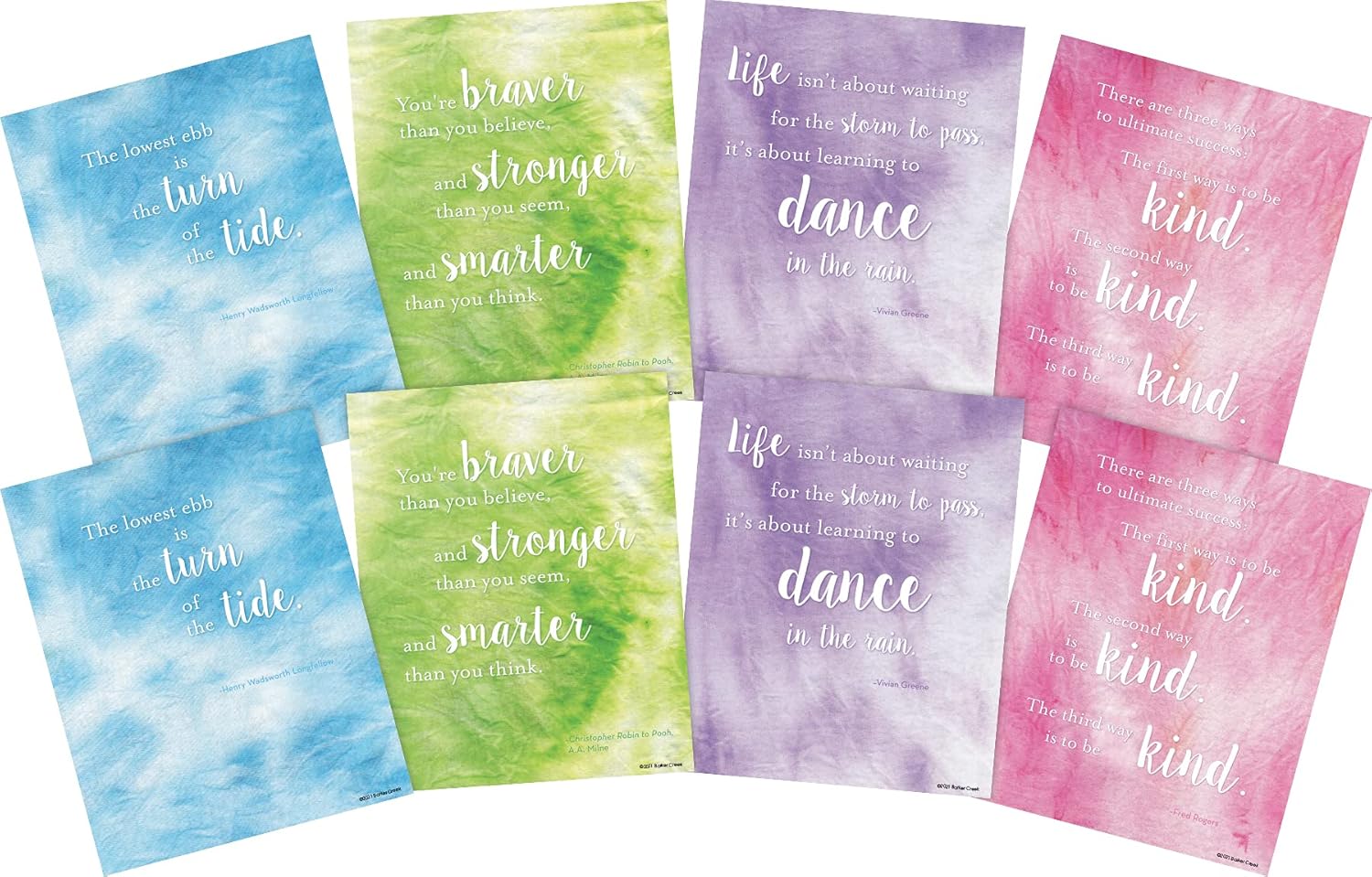 Barker Creek Art Prints Set of 8, Dancing in The Rain, Set of Inspirational Art Prints from Barker Creek's Tie-Dye and Ombré