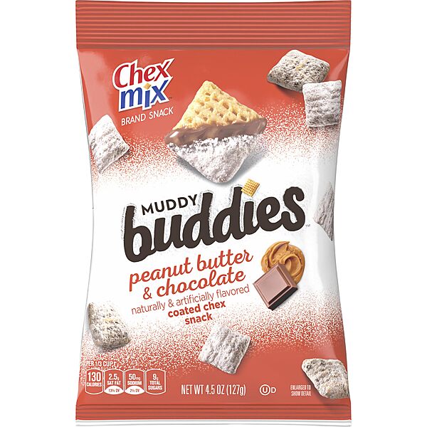 Chex Mix Peanut Butter & Chocolate Muddy Buddies Snack Mix, 4.5 Oz, Pack Of 7 Snack Bags