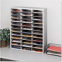 Fellowes Literature Organizer, 36 Compartments, Letter Size, Dove Gray (25061)