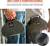 Ergodyne Arsenal 5187 Respirator Mask Storage Bag, Fits Half Face Respirators, Clamshell Design, Loop Attachment Gray