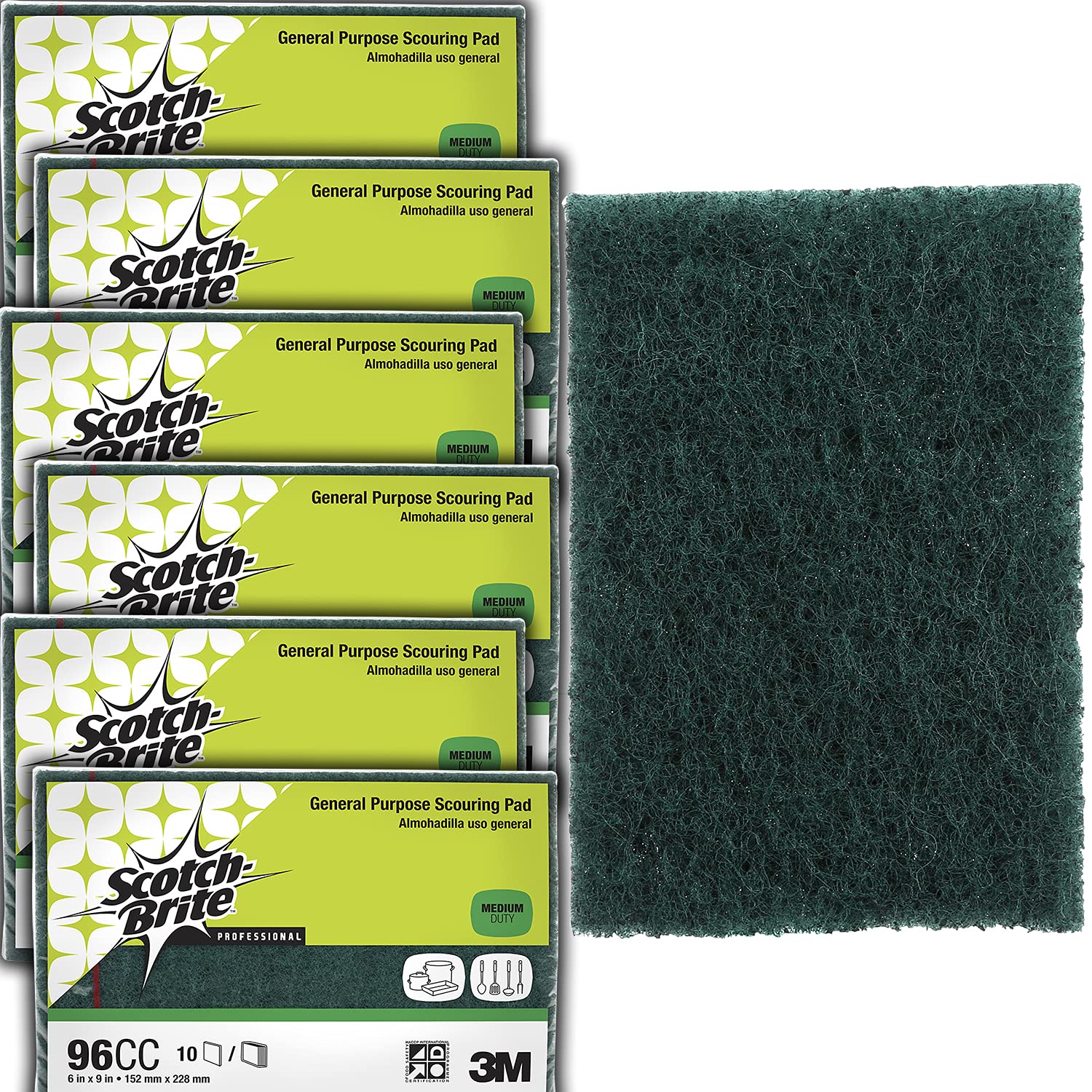 Scotch-Brite General Purpose Scouring Pad 96CC, 6 in x 9 in, 10/Pack, 6/Pack/Case 10 Pads/Pack, 6 Packs/Case