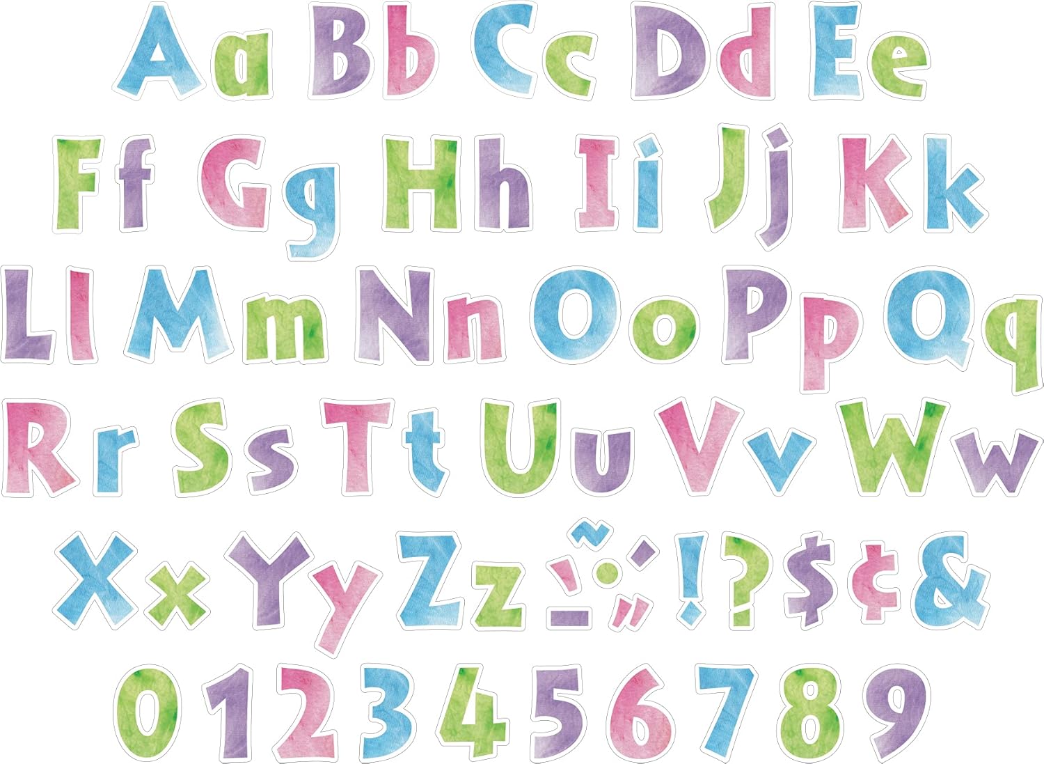 Barker Creek Letter Pop-Outs, 4" Multicolor Die-Cut Letters, 255 Characters
