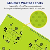 Avery Printable Hexagon Labels, Sure Feed Technology, 2-1/2" x 2-57/64", Bright Green Labels, Print-to-The-Edge, Laser/Inkjet Printable, 60 Total, Great for Cosmetics and Jars