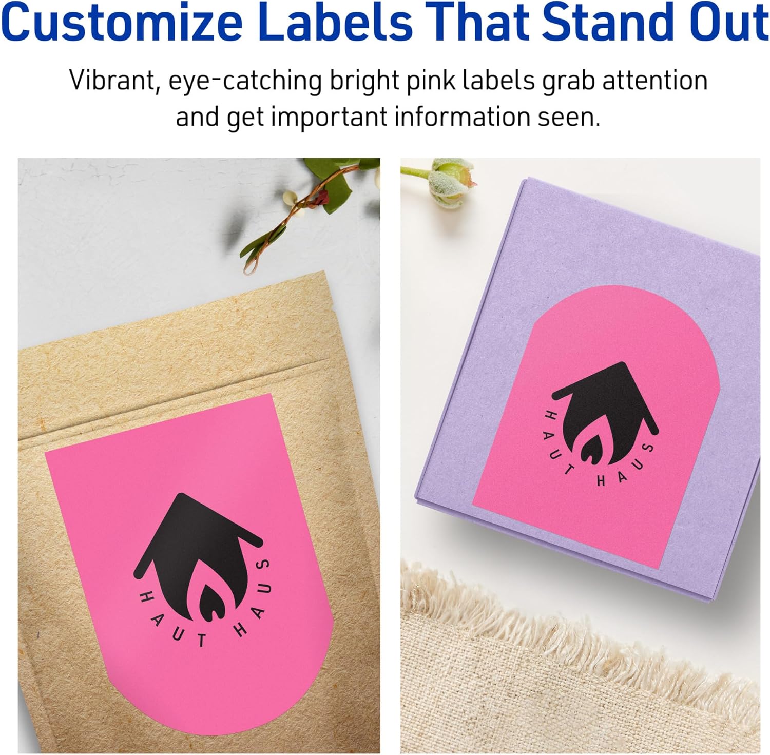 Avery Printable Arched Labels, Sure Feed Technology, 4-3/4" x 3-1/2", Bright Pink Labels, Print-to-The-Edge