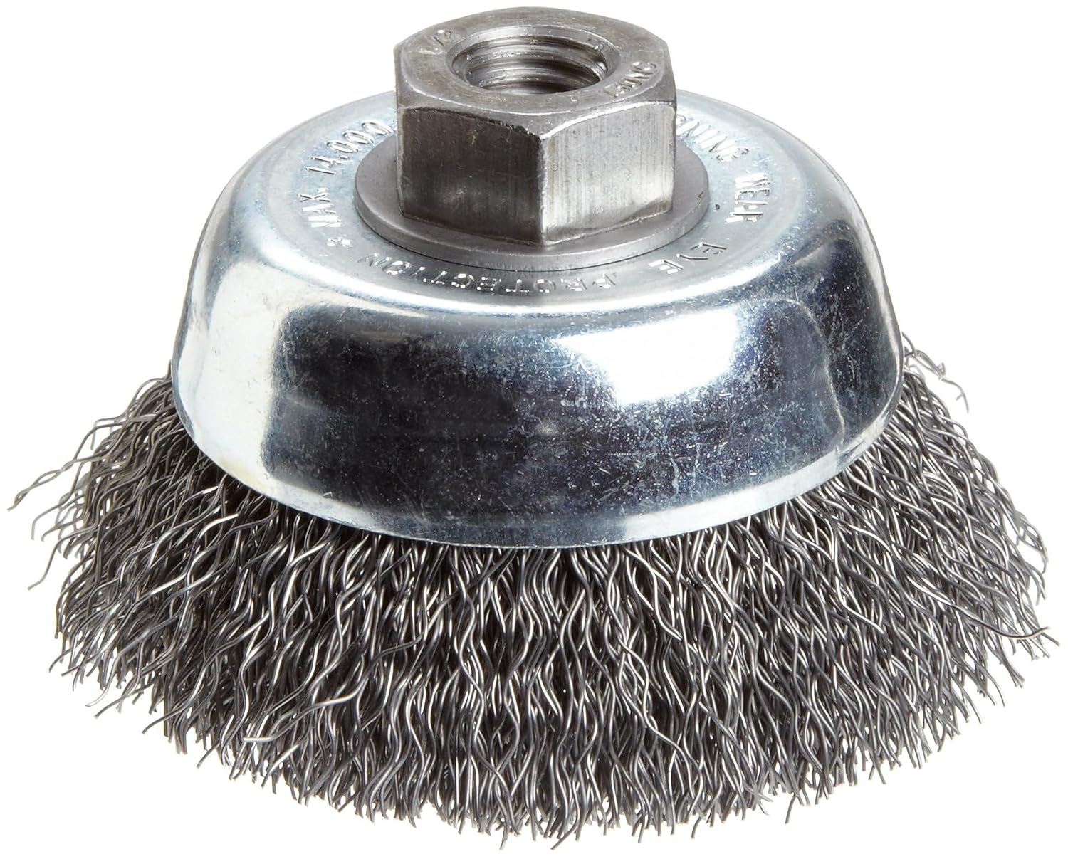 Weiler 36032 Vortec Pro 3" Crimped Wire Cup Brush, .014" Steel Fill. 1/2"-13 UNC Nut, Made in the USA