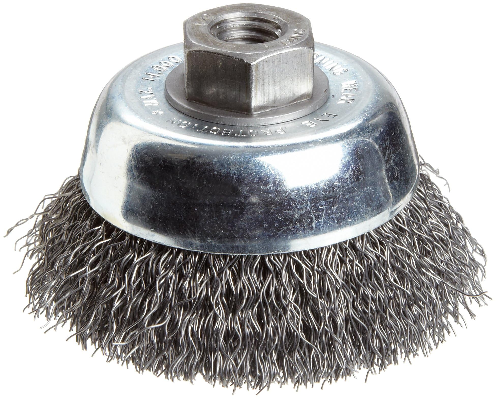 Weiler 36032 Vortec Pro 3" Crimped Wire Cup Brush, .014" Steel Fill. 1/2"-13 UNC Nut, Made in the USA