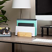 MIND READER Bamboo Desktop Organizer Office Storage