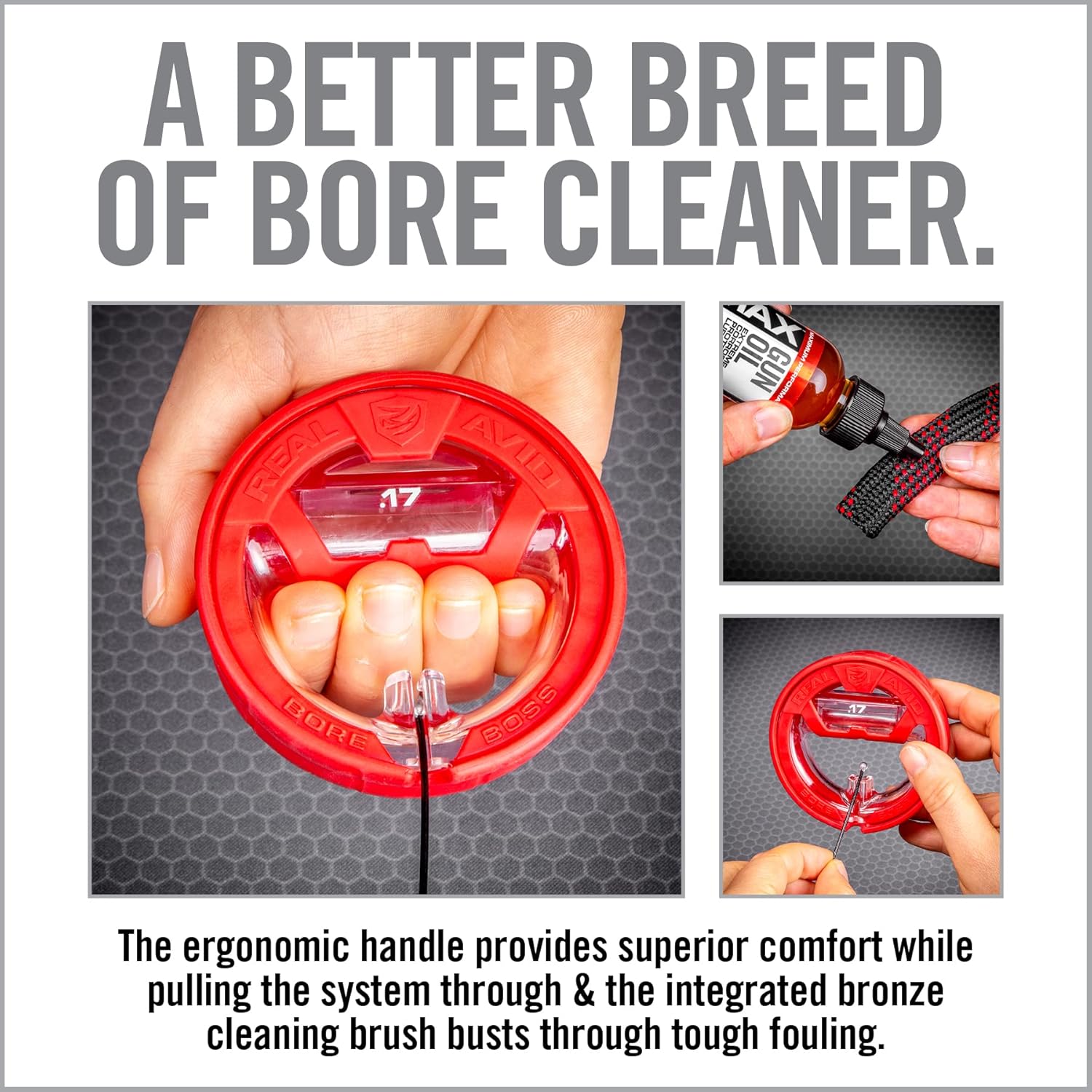 Real Avid Bore Boss Gun Cleaning System - Rapid Pull Through Barrel & Bore Cleaning Cable with Integrated Brush & Mop