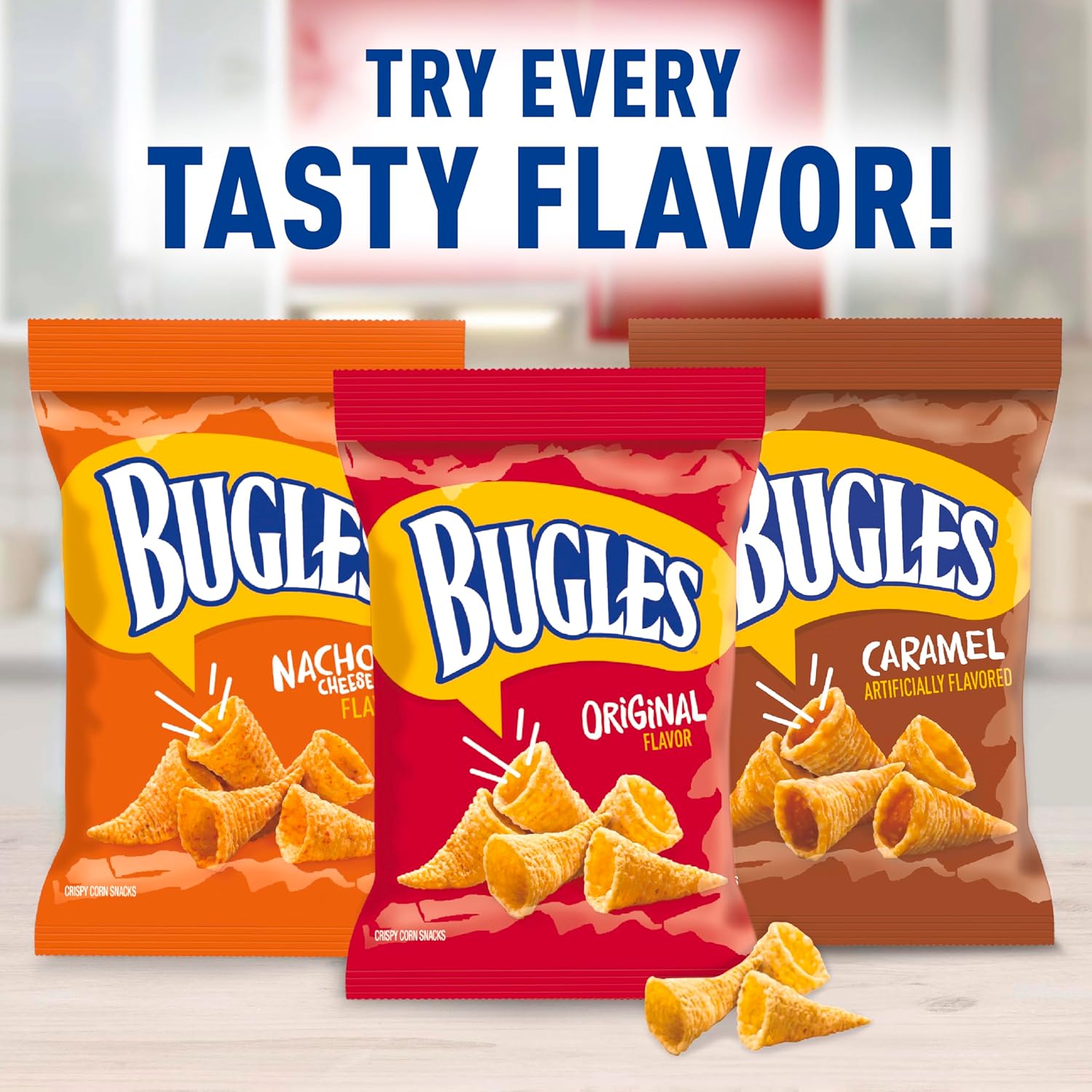 Bugles Corn Snacks, Nacho Cheese, 3 Oz (Pack of 6)