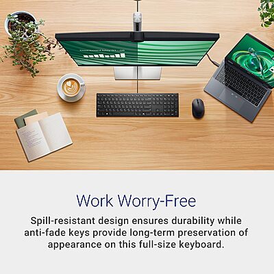 Dell KB525C Wired Collaboration Keyboard - USB-C & USB-A Versatile connectivity, 15 Programmable Shortcuts Keys